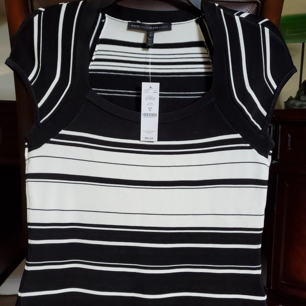 WHBM Cap-Sleeve Stripe Sweater NWT - Size Medium